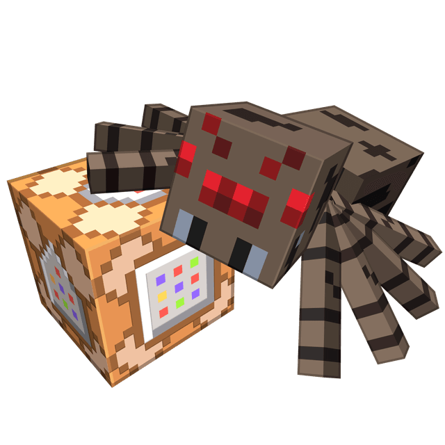 Павук - моб з гри Minecraft - зображений на командному блоці