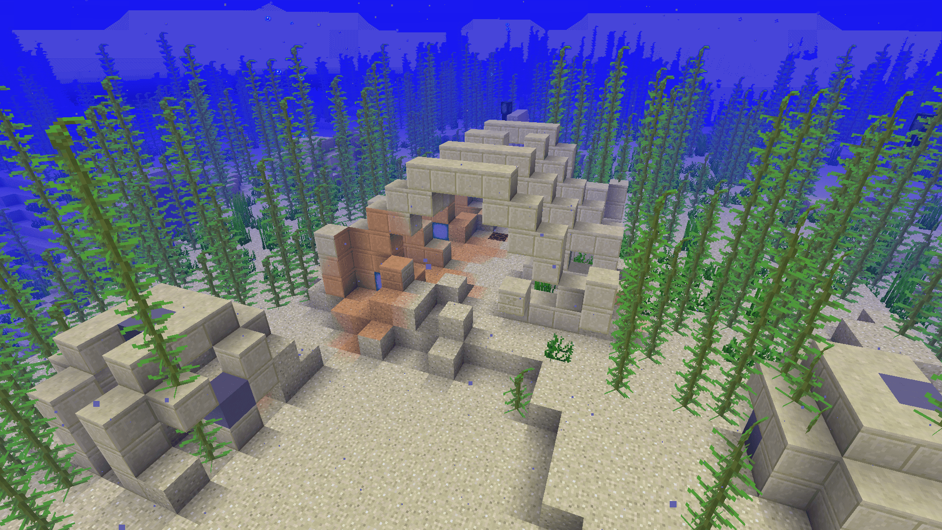 Underwater ruins in a lukewarm ocean
