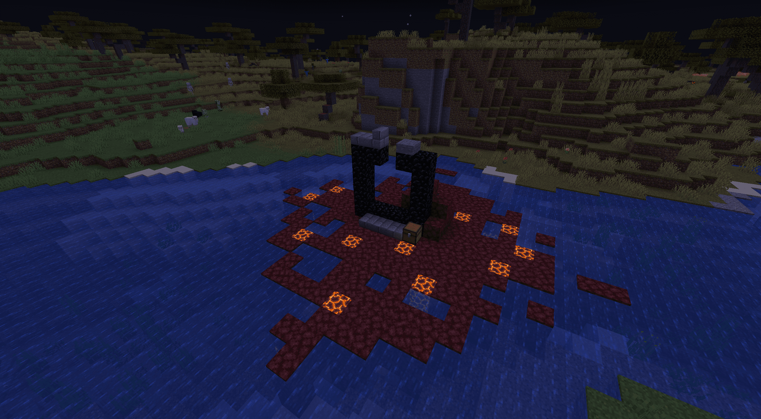Разрушенный портал в верхнем мире Minecraft 1.16
