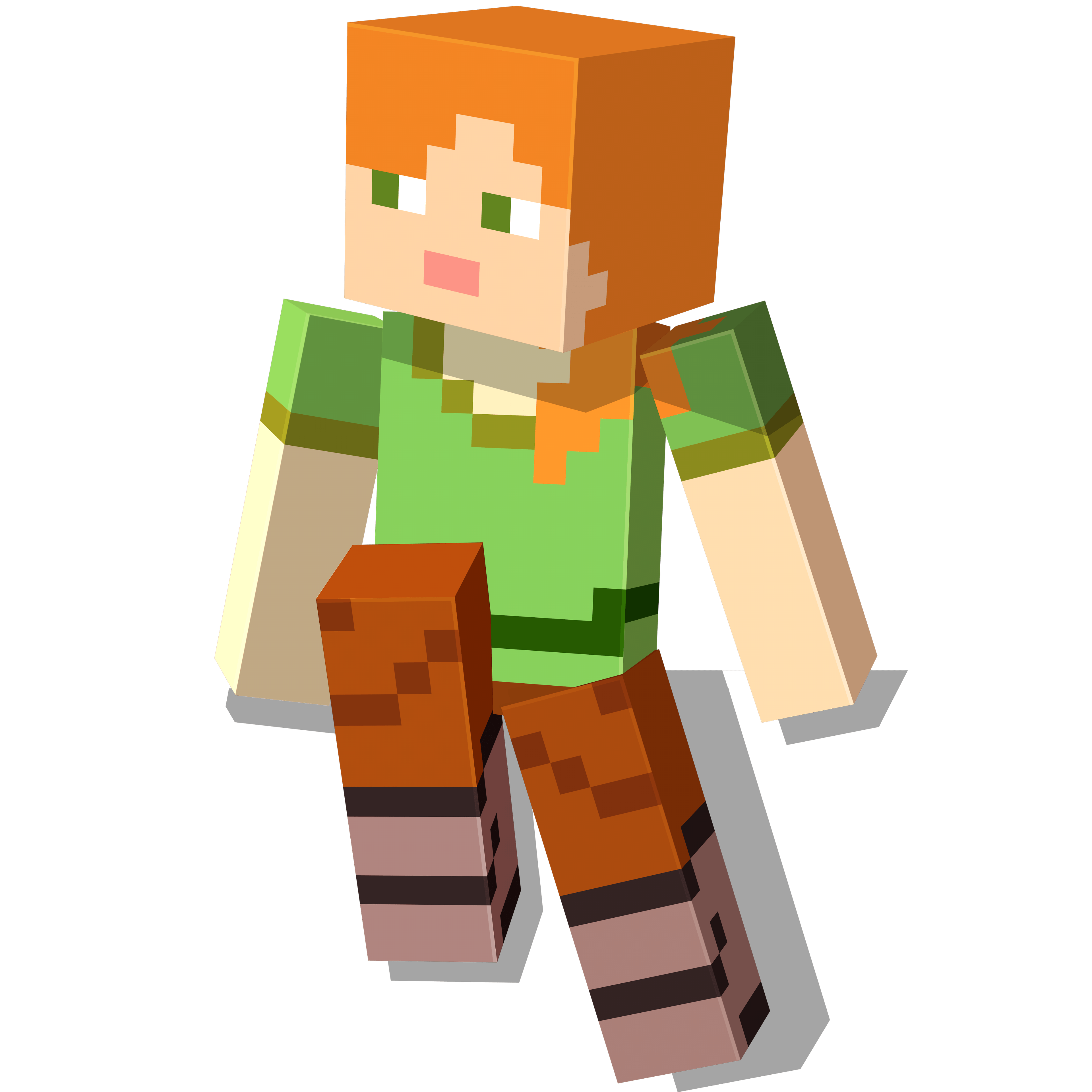 Иллюстрация, на которой изображен персонаж Алекс из игры Minecraft, сидящий на скриншоте