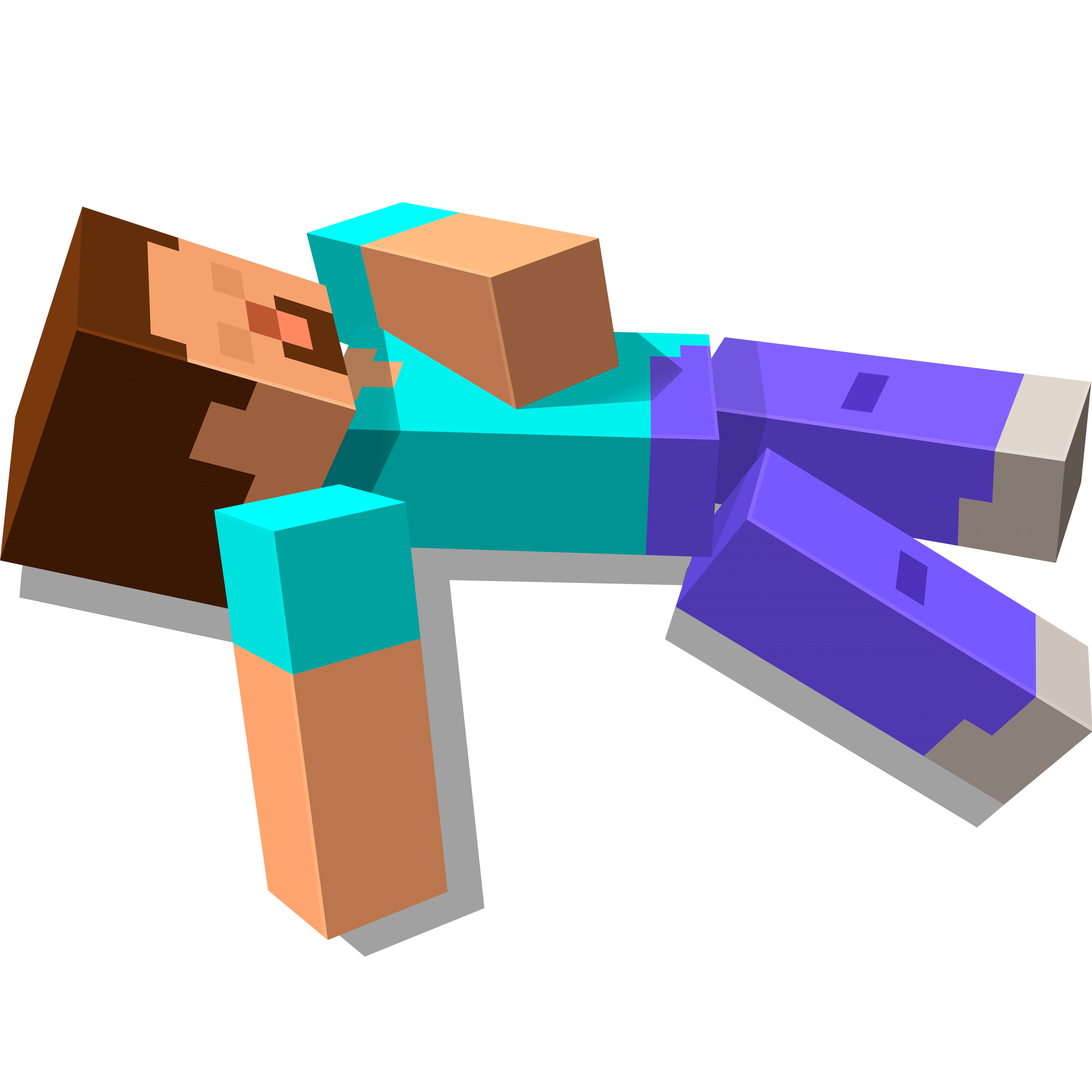 Персонаж Стив из игры Minecraft лежит на спине и спит