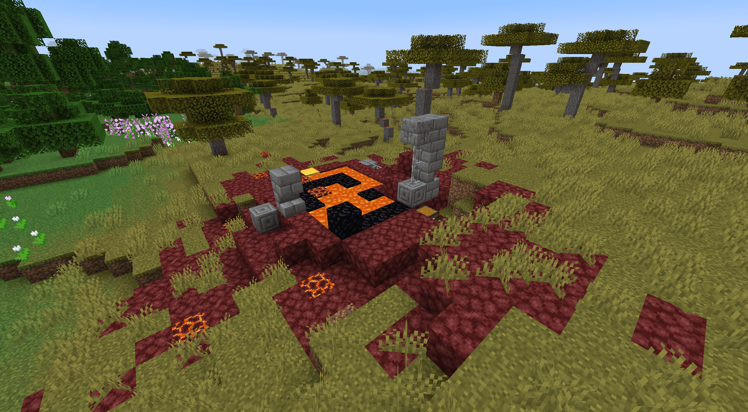 Разрушенный портал в обычном мире Minecraft 1.16